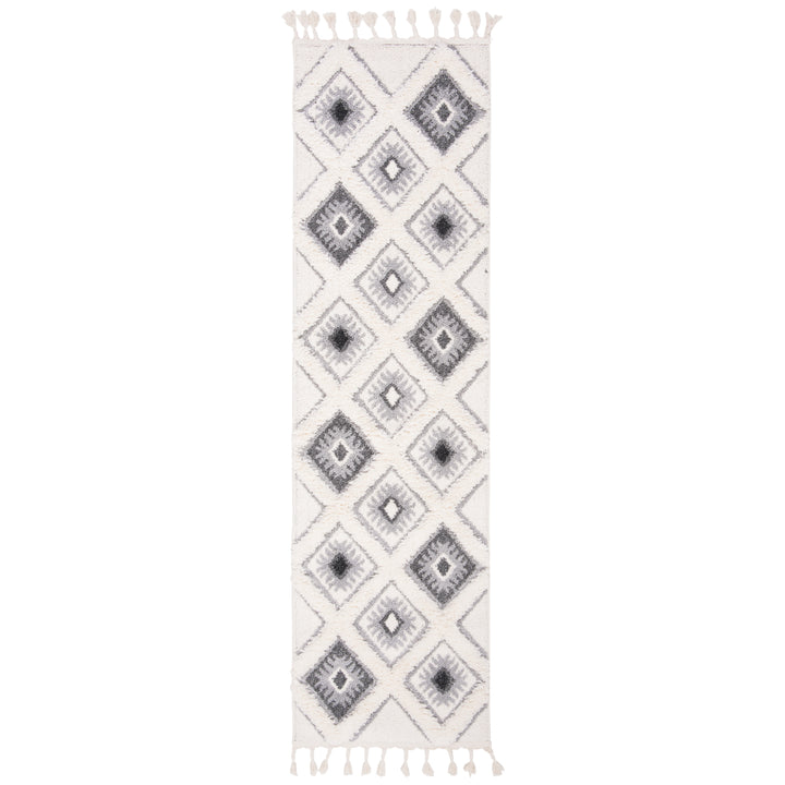 SAFAVIEH Moroccan Tassel Shag MTS664G Grey / Ivory Rug Image 4