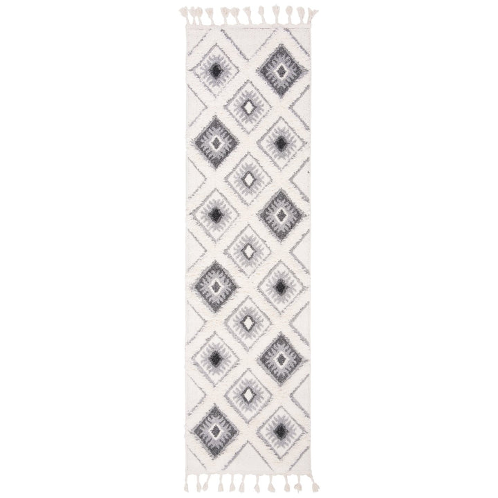 SAFAVIEH Moroccan Tassel Shag MTS664G Grey / Ivory Rug Image 1