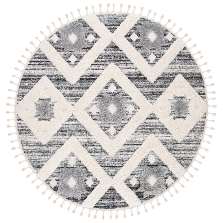 SAFAVIEH Moroccan Tassel Shag MTS664G Grey / Ivory Rug Image 1