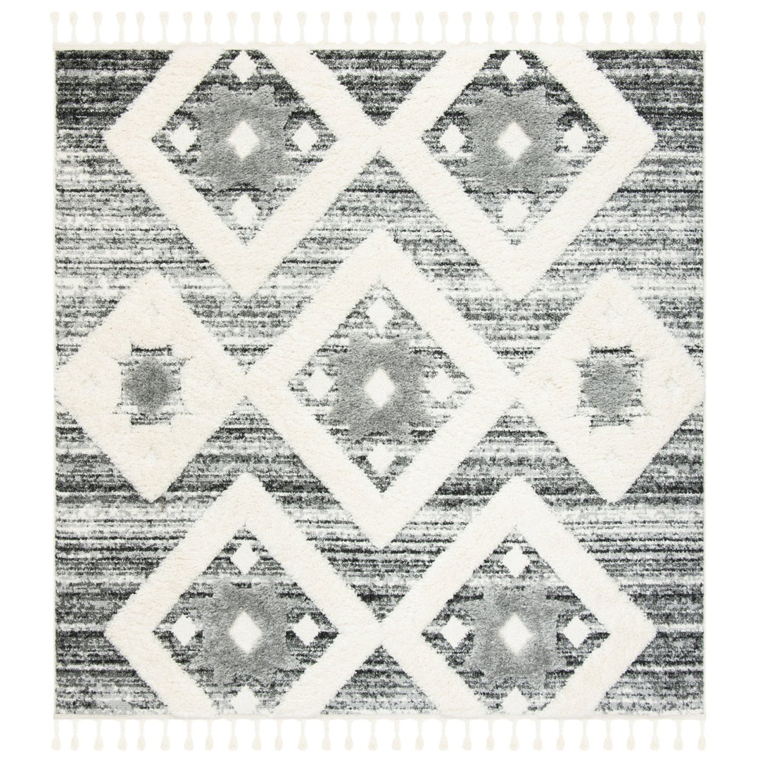 SAFAVIEH Moroccan Tassel Shag MTS664G Grey / Ivory Rug Image 1