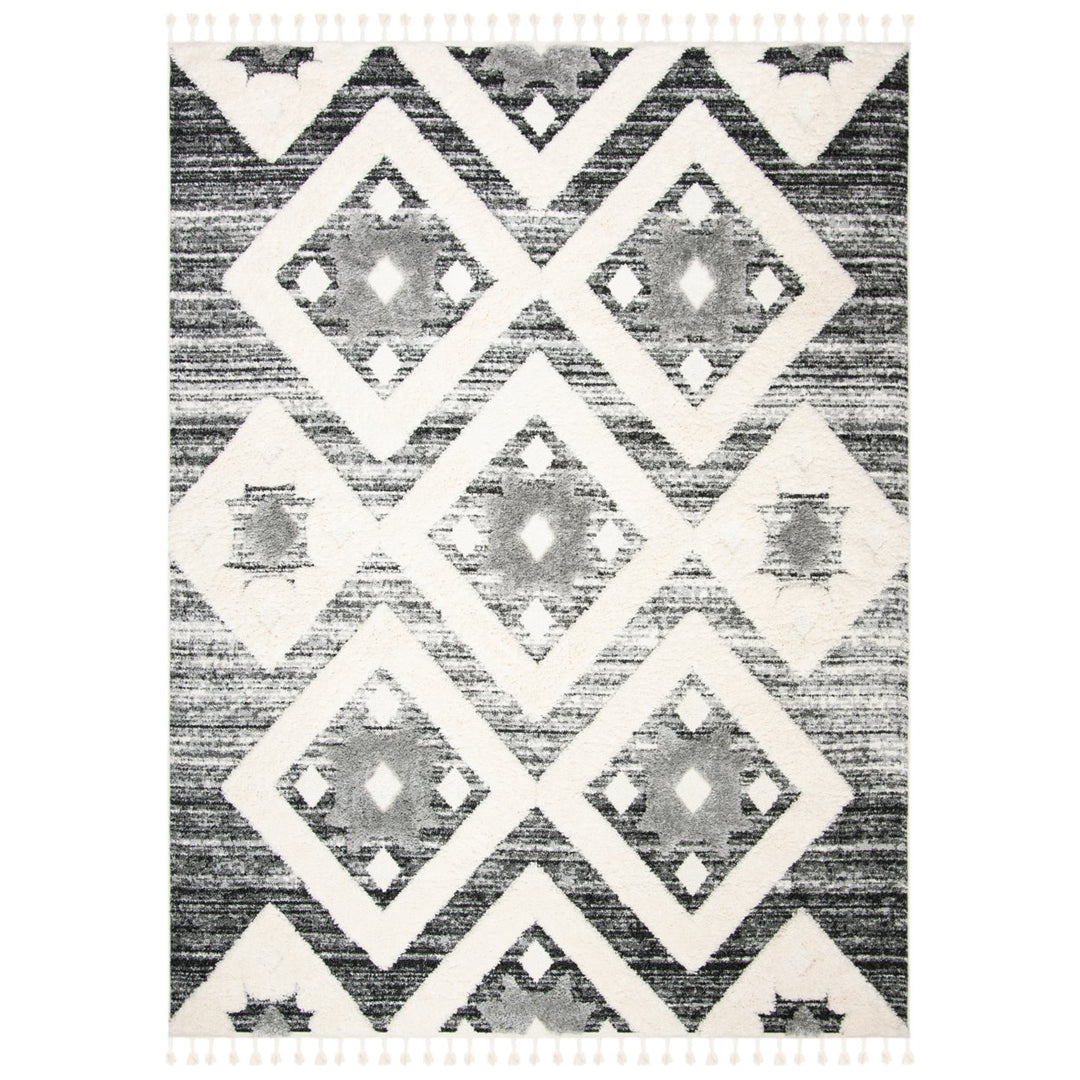 SAFAVIEH Moroccan Tassel Shag MTS664G Grey / Ivory Rug Image 1