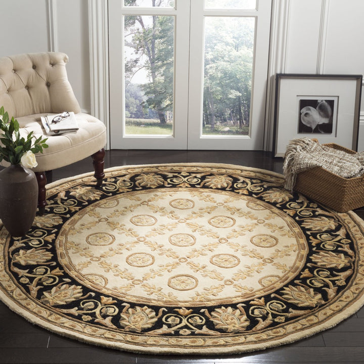 SAFAVIEH Naples NA521A Handmade Ivory / Black Rug Image 2