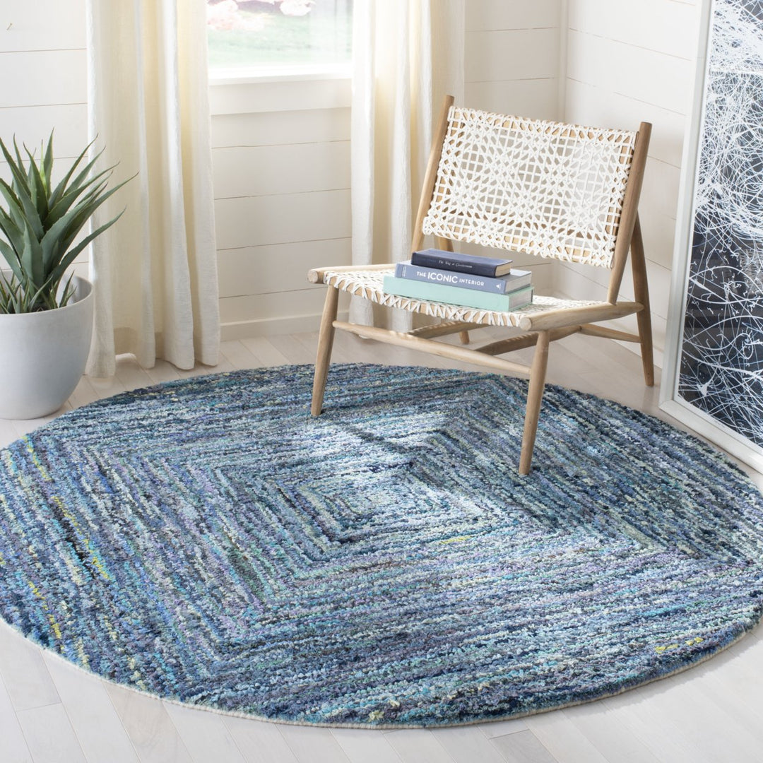 SAFAVIEH Nantucket Collection NAN216A Handmade Blue Rug Image 2