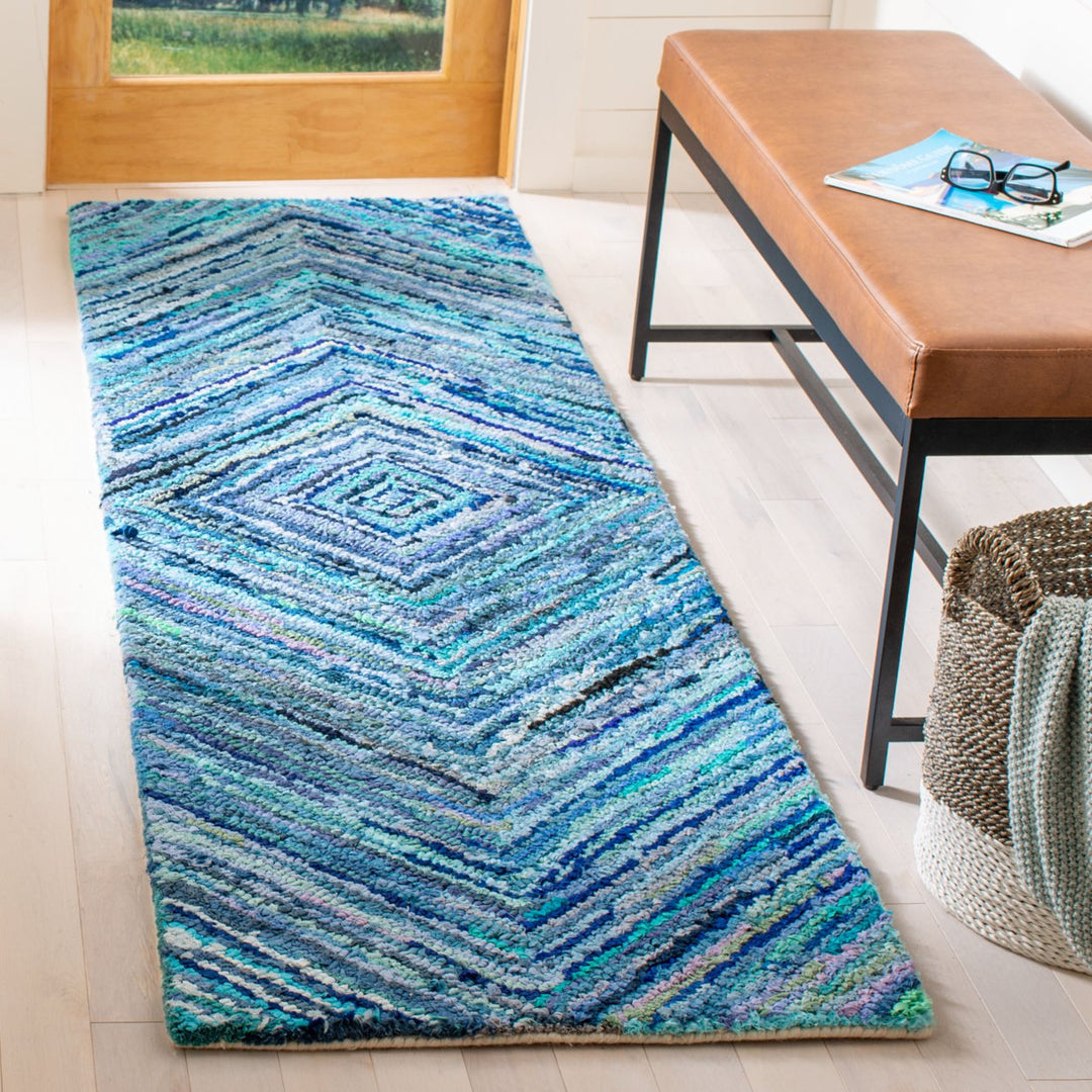 SAFAVIEH Nantucket Collection NAN216A Handmade Blue Rug Image 3