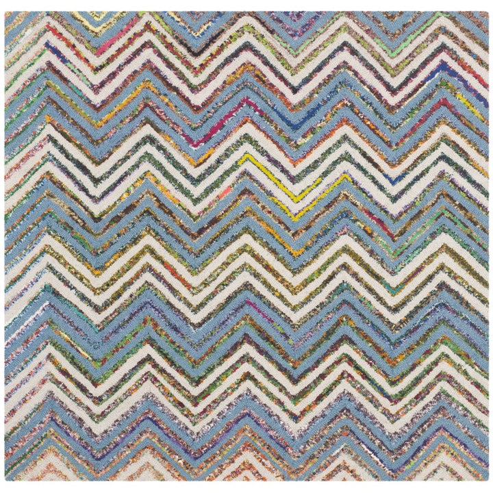 SAFAVIEH Nantucket NAN601A Handmade Beige / Blue Rug Image 6