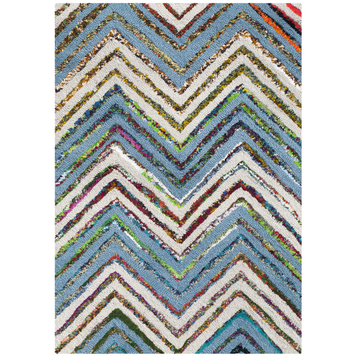 SAFAVIEH Nantucket NAN601A Handmade Beige / Blue Rug Image 8