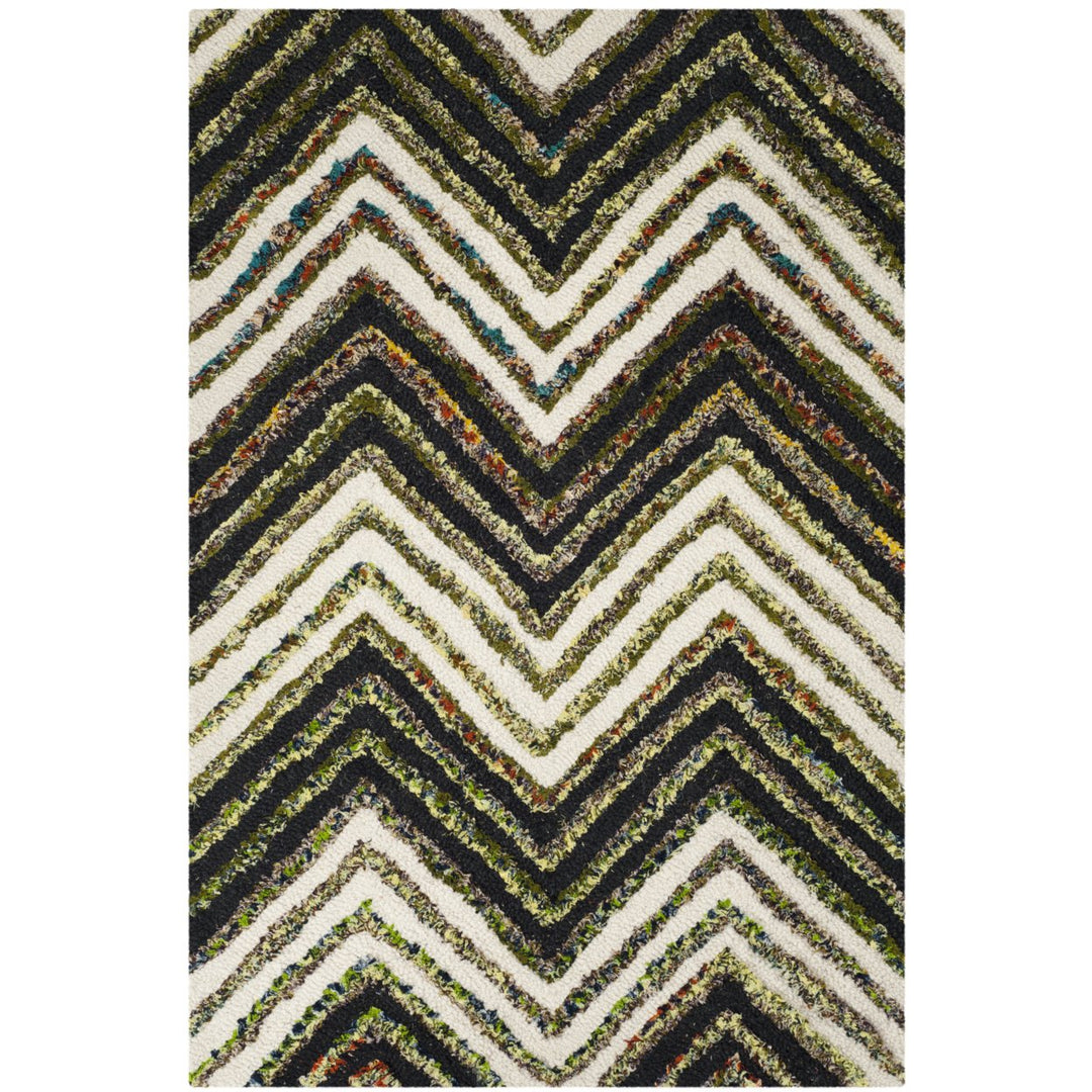 SAFAVIEH Nantucket NAN601C Handmade Ivory / Black Rug Image 1