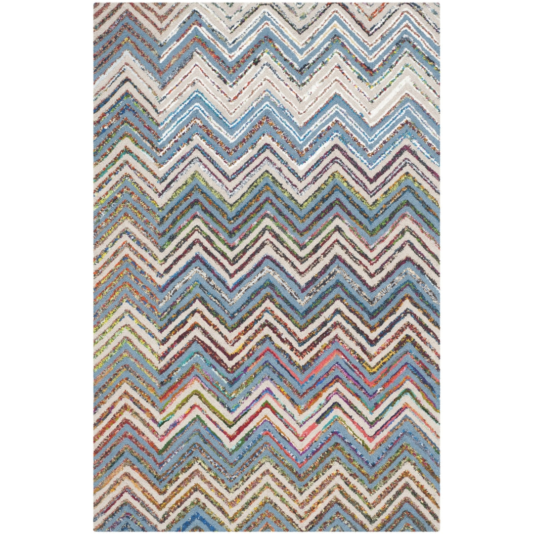 SAFAVIEH Nantucket NAN601A Handmade Beige / Blue Rug Image 9