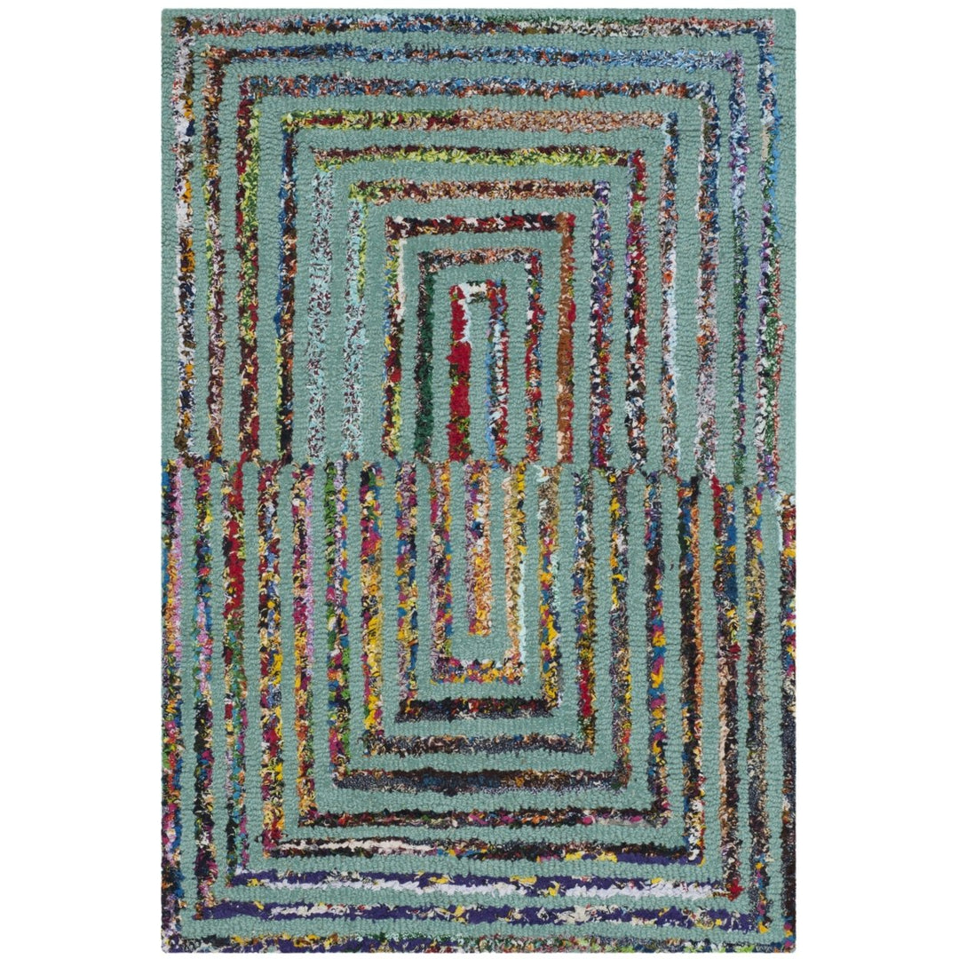 SAFAVIEH Nantucket Collection NAN603A Handmade Teal Rug Image 2