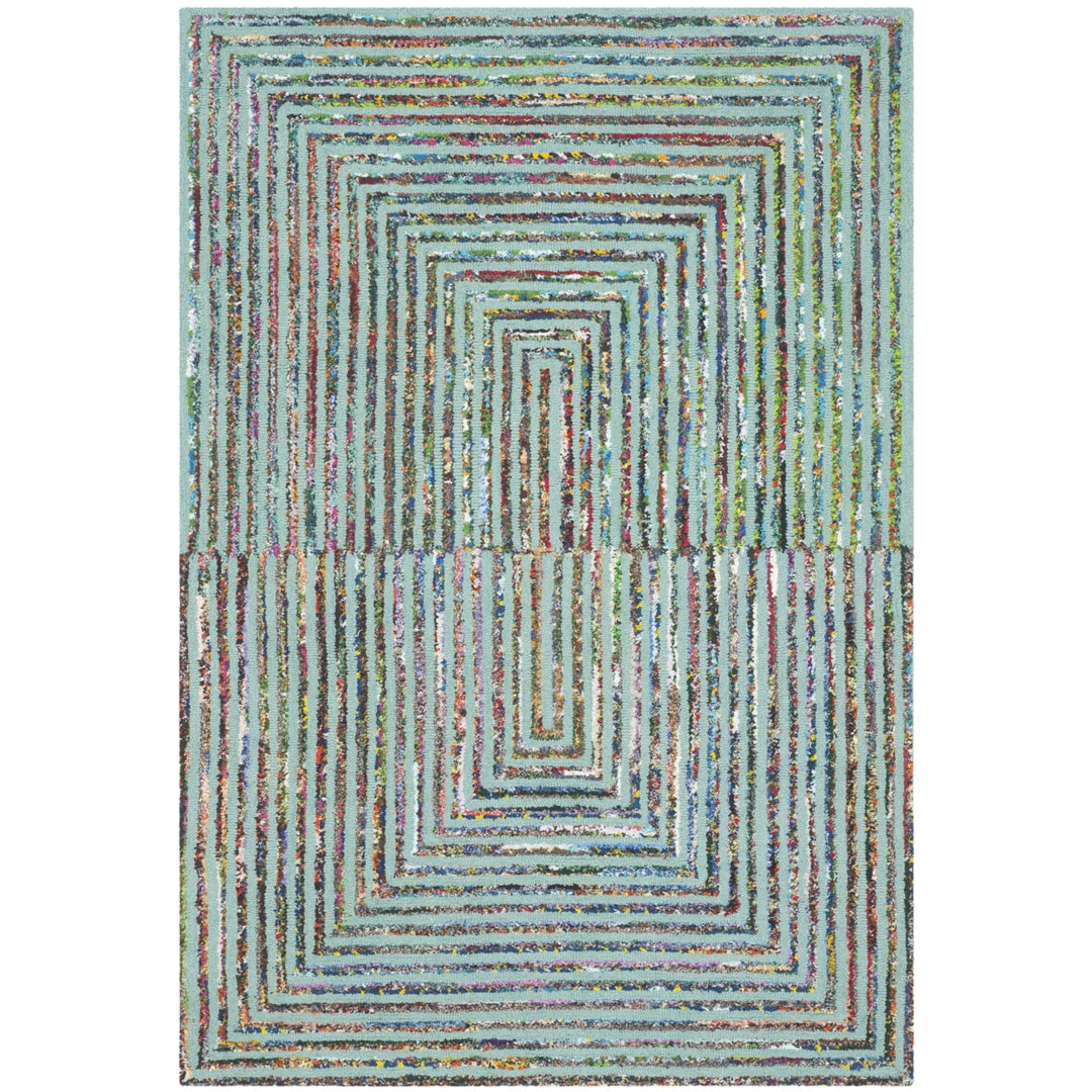 SAFAVIEH Nantucket Collection NAN603A Handmade Teal Rug Image 5