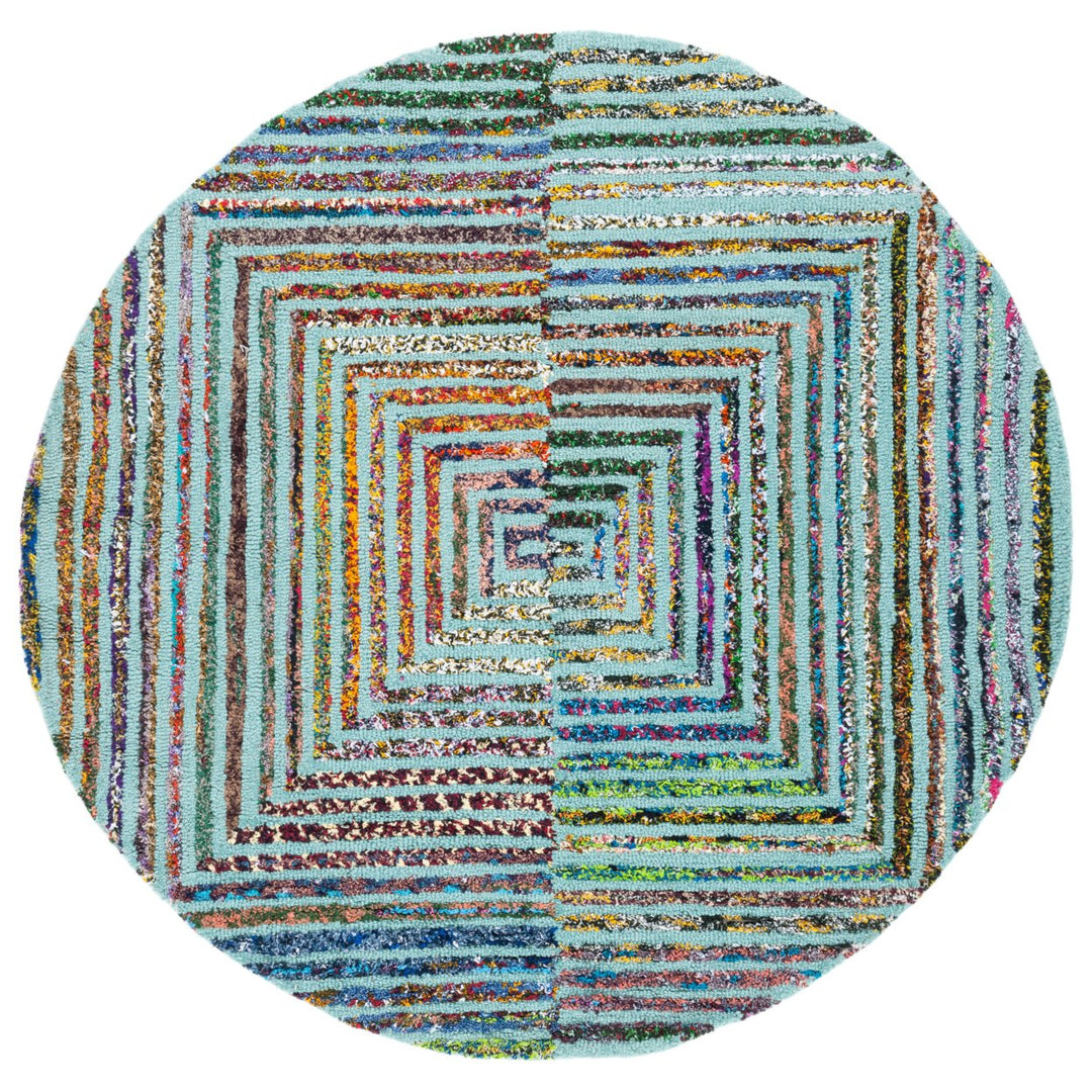 SAFAVIEH Nantucket Collection NAN603A Handmade Teal Rug Image 6