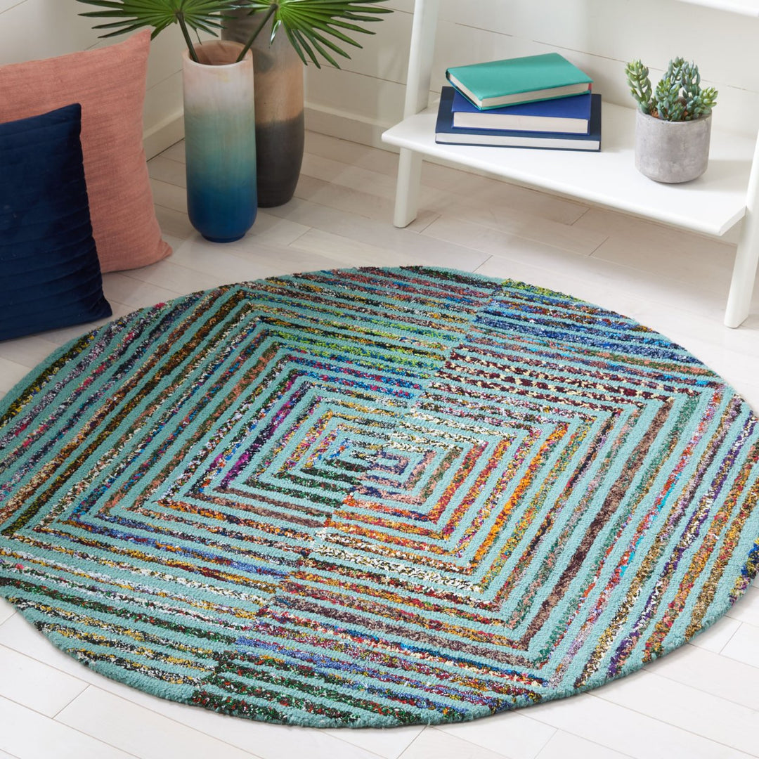 SAFAVIEH Nantucket Collection NAN603A Handmade Teal Rug Image 10