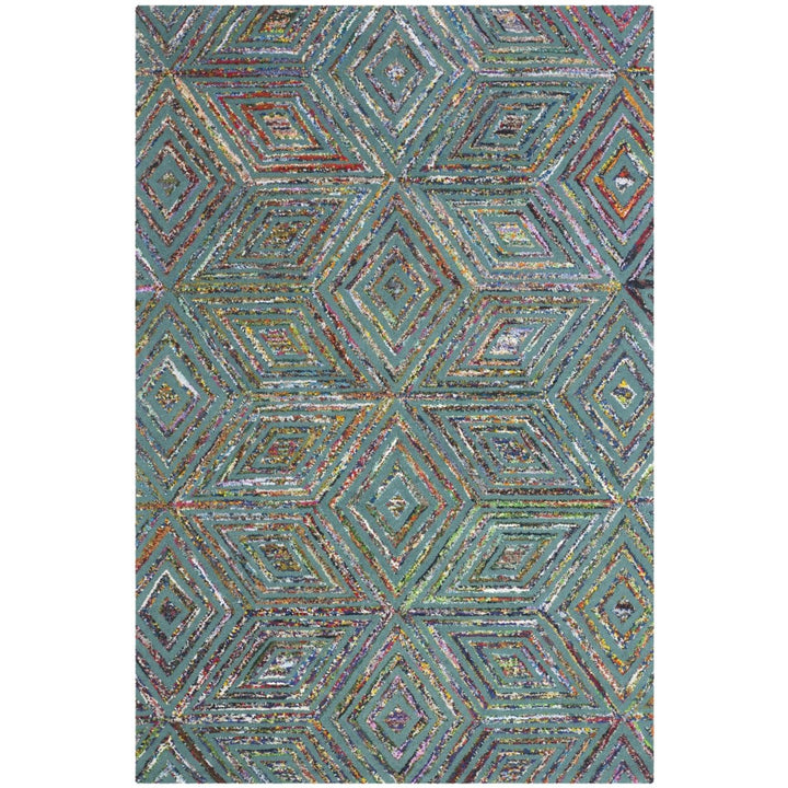 SAFAVIEH Nantucket Collection NAN607A Handmade Blue Rug Image 1