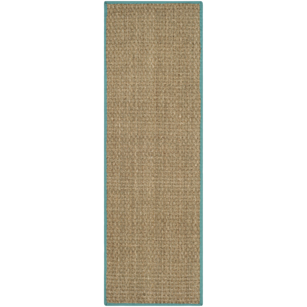 SAFAVIEH Natural Fiber NF114R Natural / Teal Rug Image 2