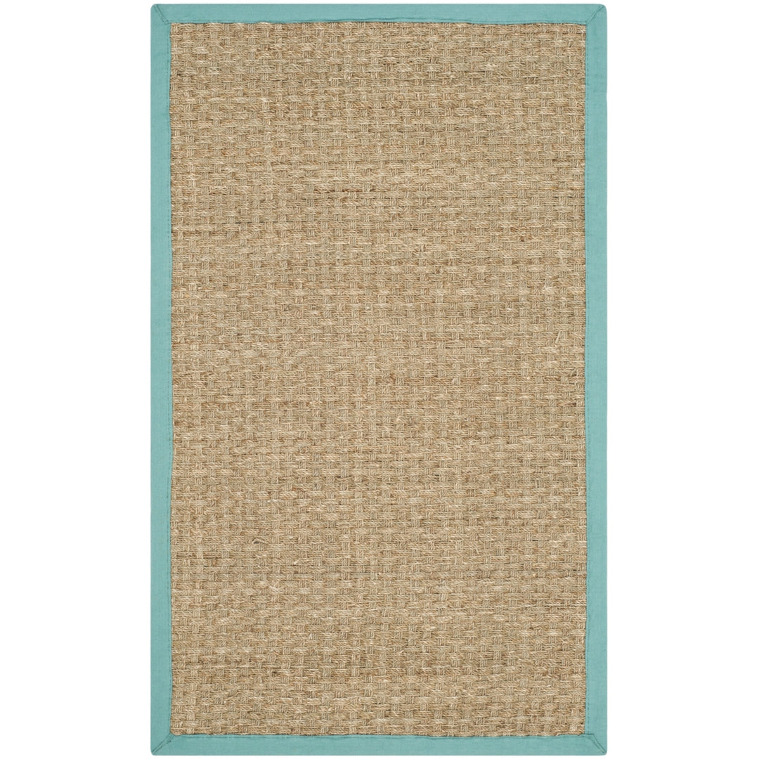 SAFAVIEH Natural Fiber NF114R Natural / Teal Rug Image 4