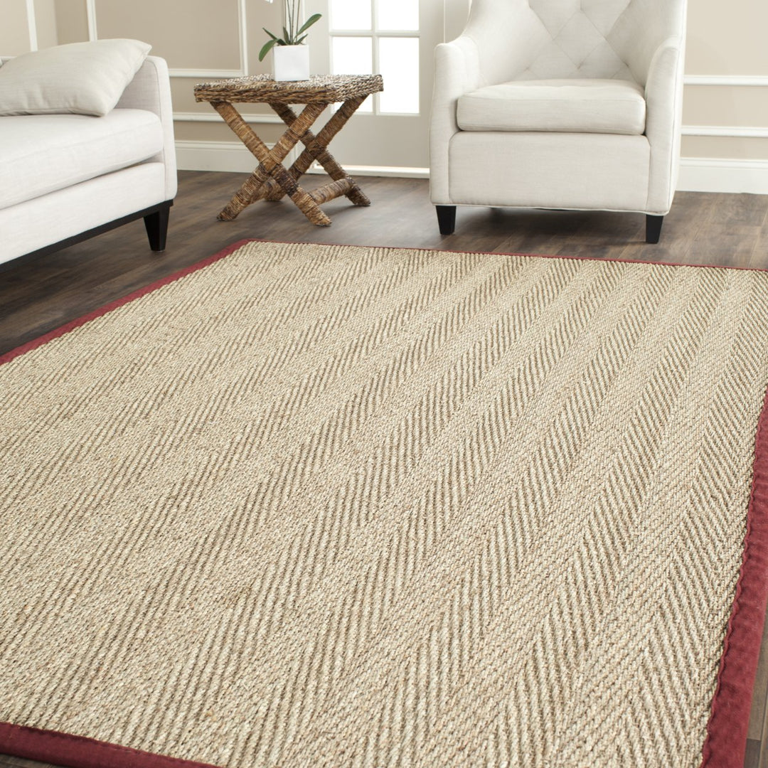 SAFAVIEH Natural Fiber Collection NF115D Natural/Red Rug Image 1