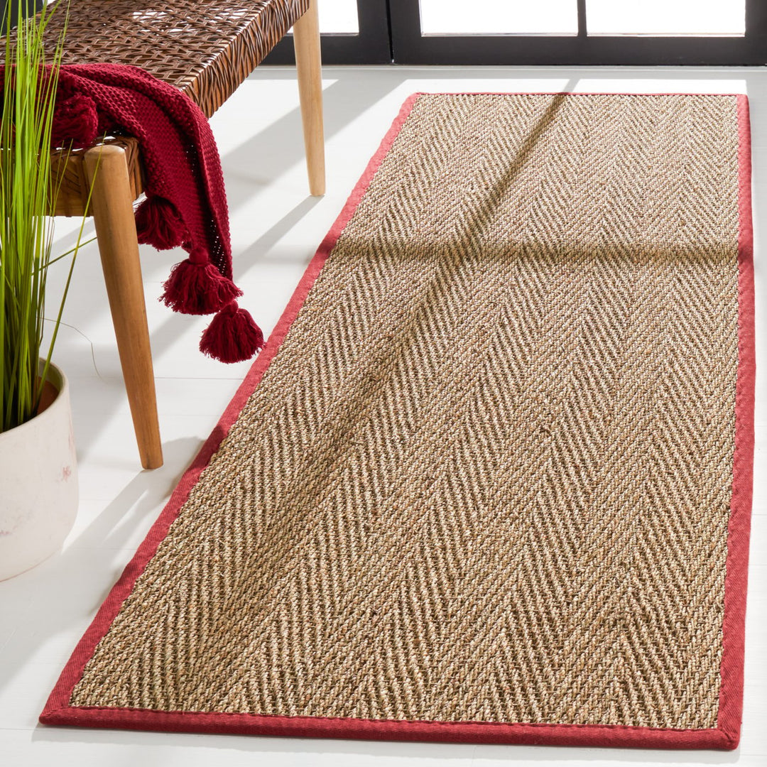 SAFAVIEH Natural Fiber Collection NF115D Natural/Red Rug Image 10