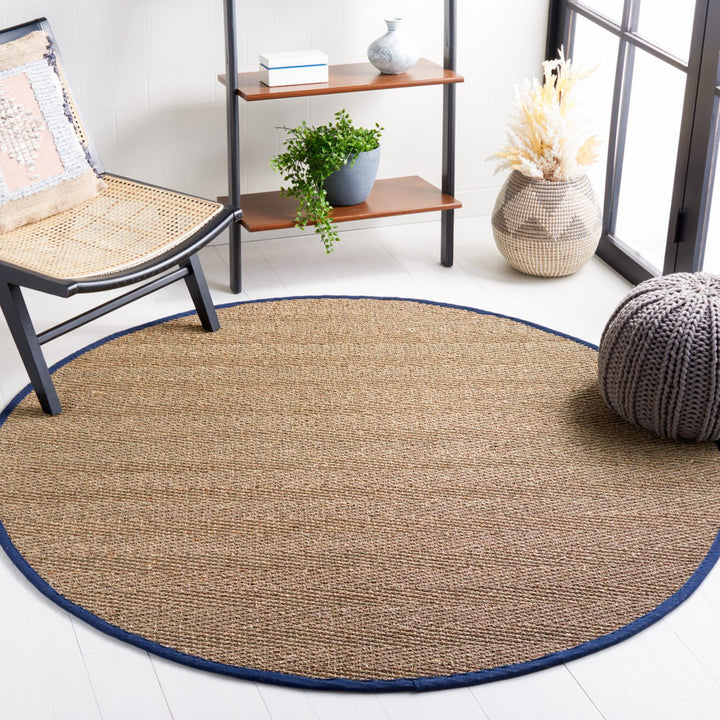 SAFAVIEH Natural Fiber NF115E Natural / Blue Rug Image 9