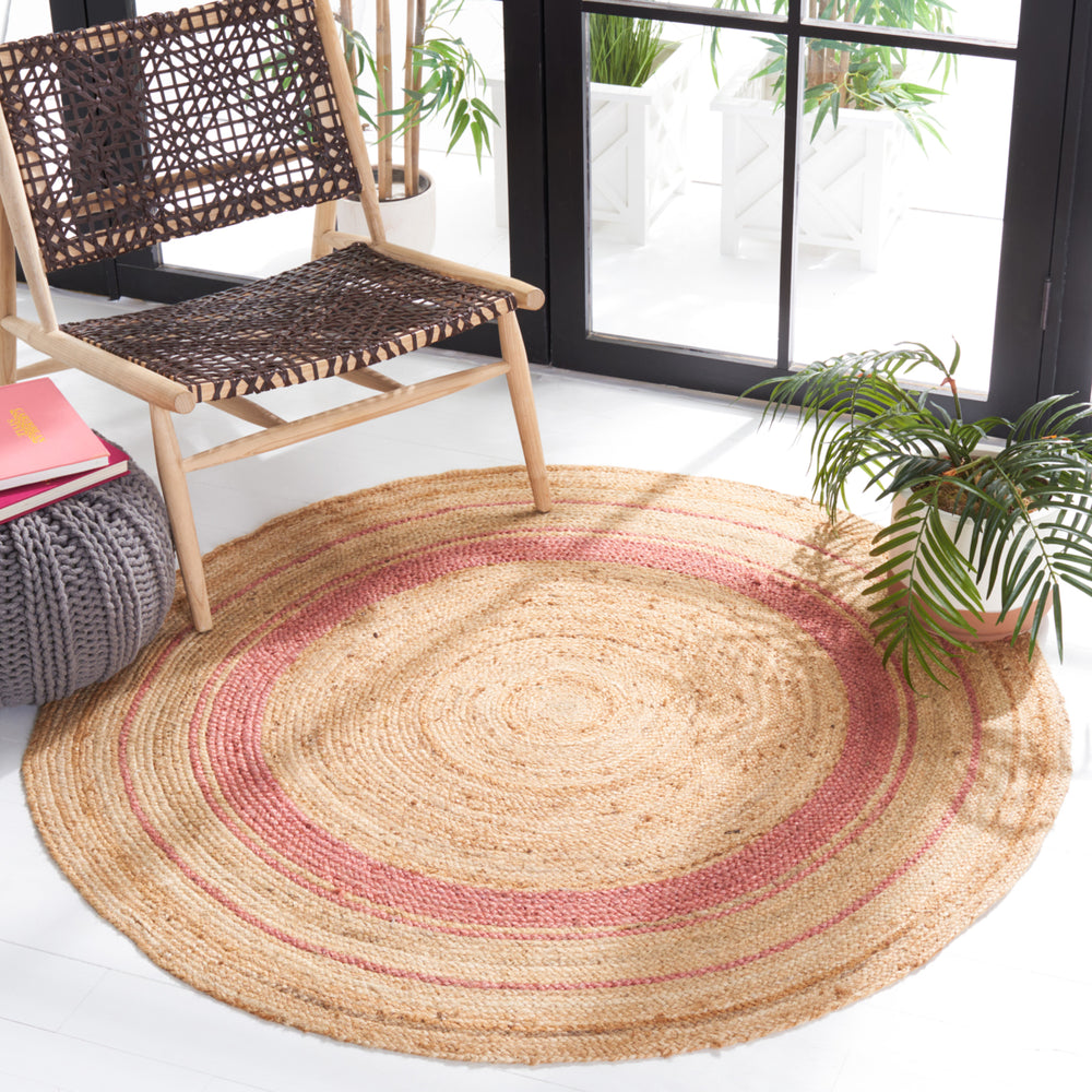 SAFAVIEH Natural Fiber NF120U Pink / Natural Rug Image 2