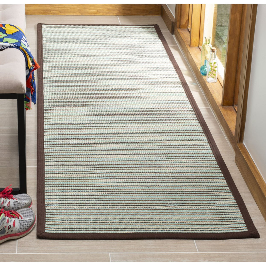 SAFAVIEH Natural Fiber Collection NF132C Teal / Brown Rug Image 3