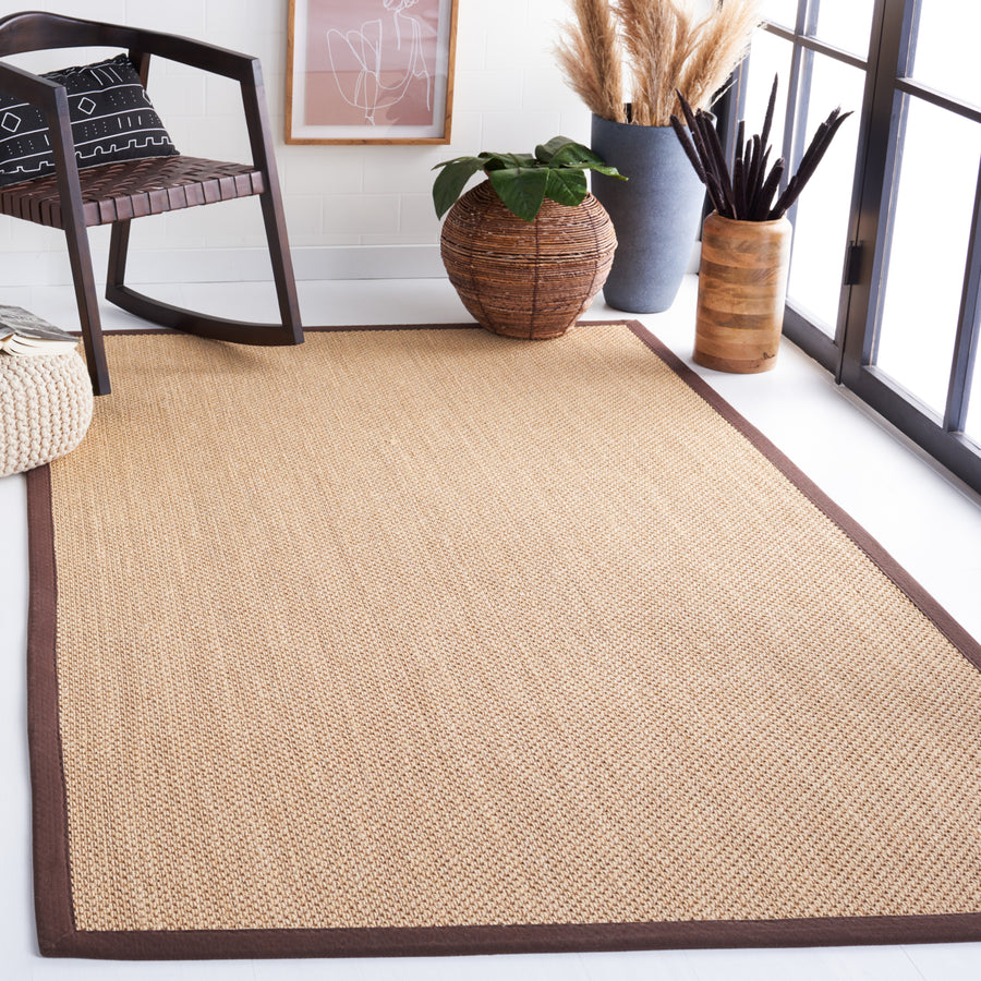 SAFAVIEH Natural Fiber Collection NF141C Maize/Brown Rug Image 1