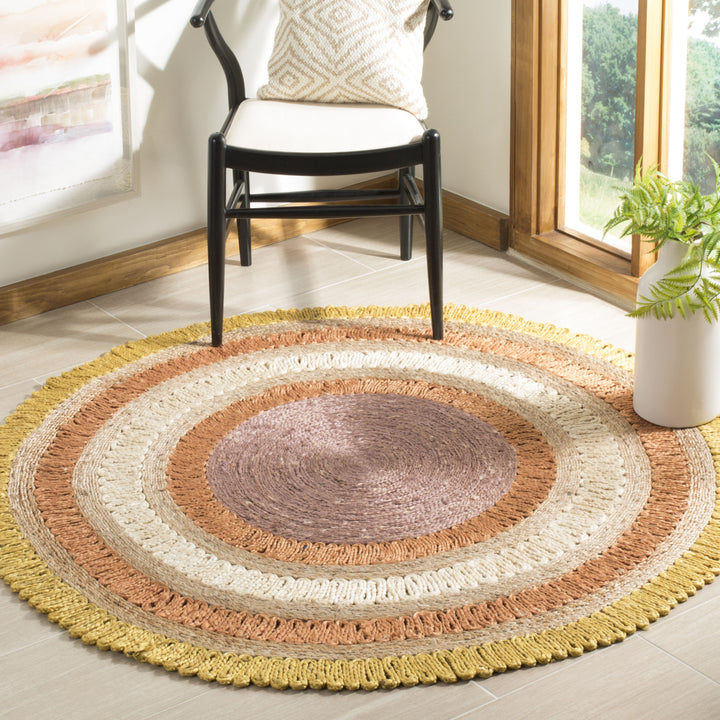 SAFAVIEH Natural Fiber NF201B Handwoven Gold / Multi Rug Image 2