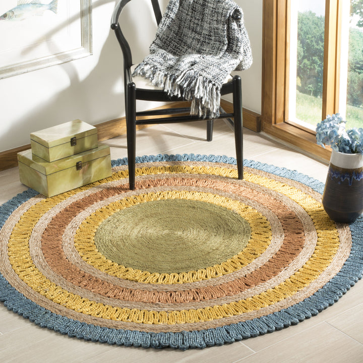 SAFAVIEH Natural Fiber NF201C Handwoven Blue / Multi Rug Image 2