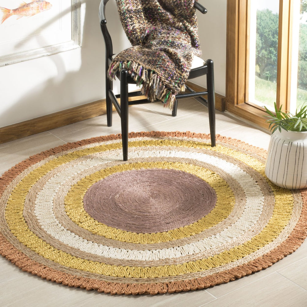 SAFAVIEH Natural Fiber NF201E Orange / Multi Rug Image 2