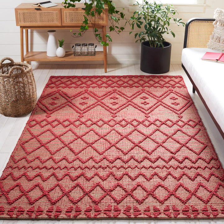 SAFAVIEH Natural Fiber NF219Q Handwoven Red /Natural Rug Image 1