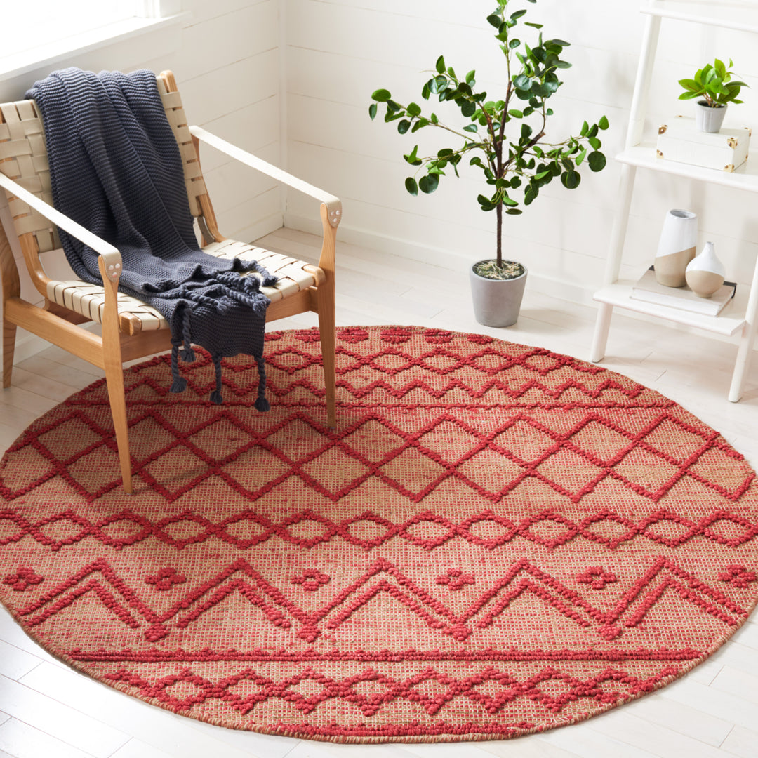 SAFAVIEH Natural Fiber NF219Q Handwoven Red /Natural Rug Image 2