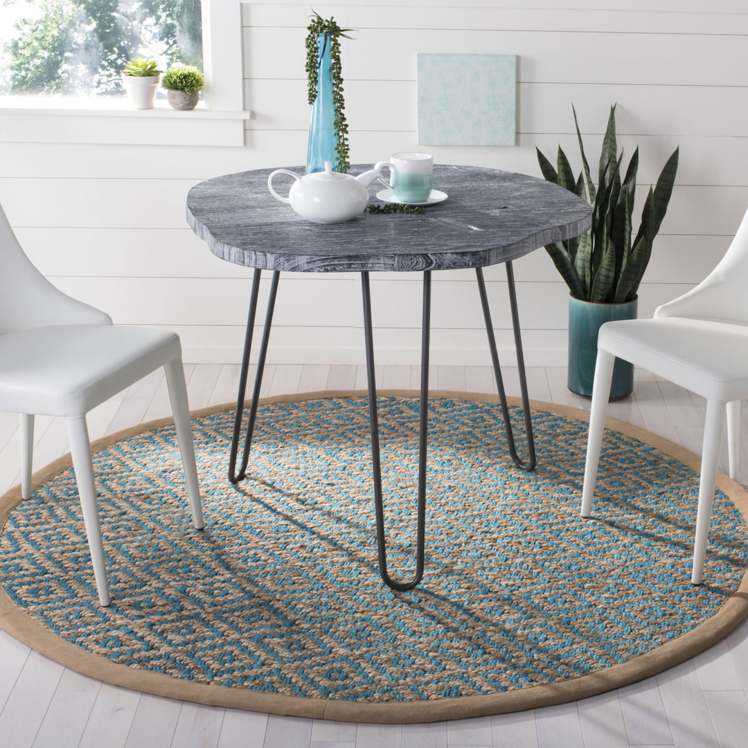 SAFAVIEH Natural Fiber NF266C Turquoise / Natural Rug Image 2