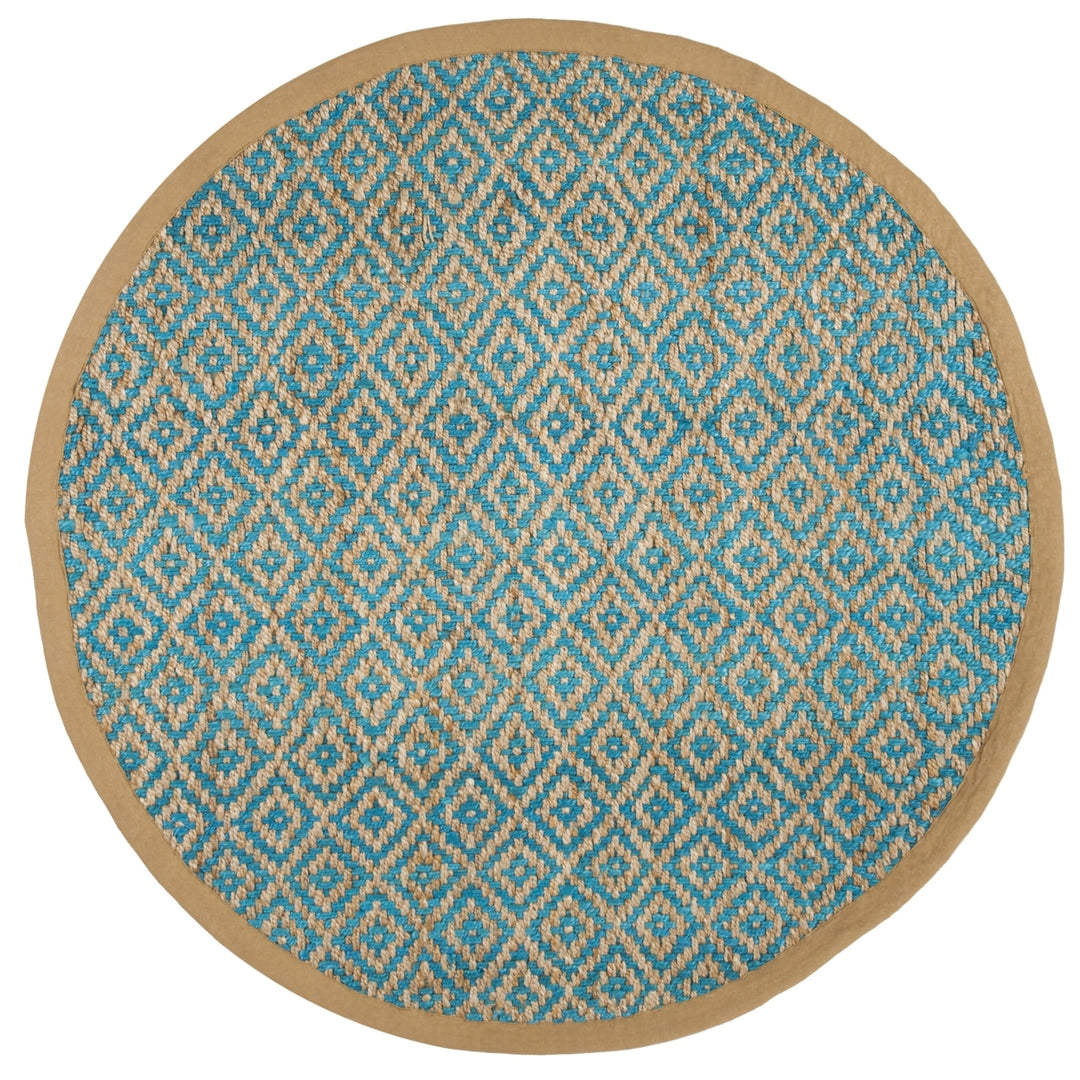 SAFAVIEH Natural Fiber NF266C Turquoise / Natural Rug Image 4