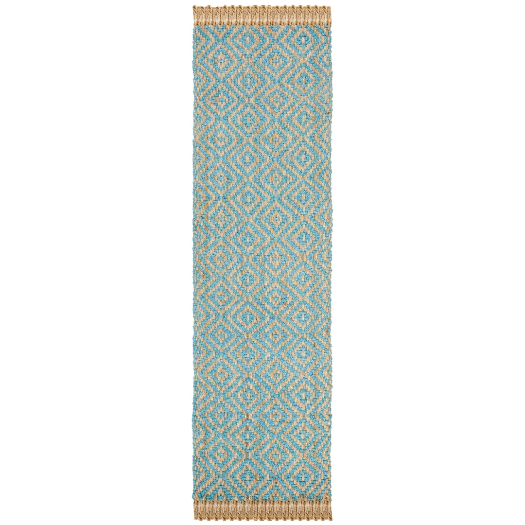 SAFAVIEH Natural Fiber NF266C Turquoise / Natural Rug Image 5