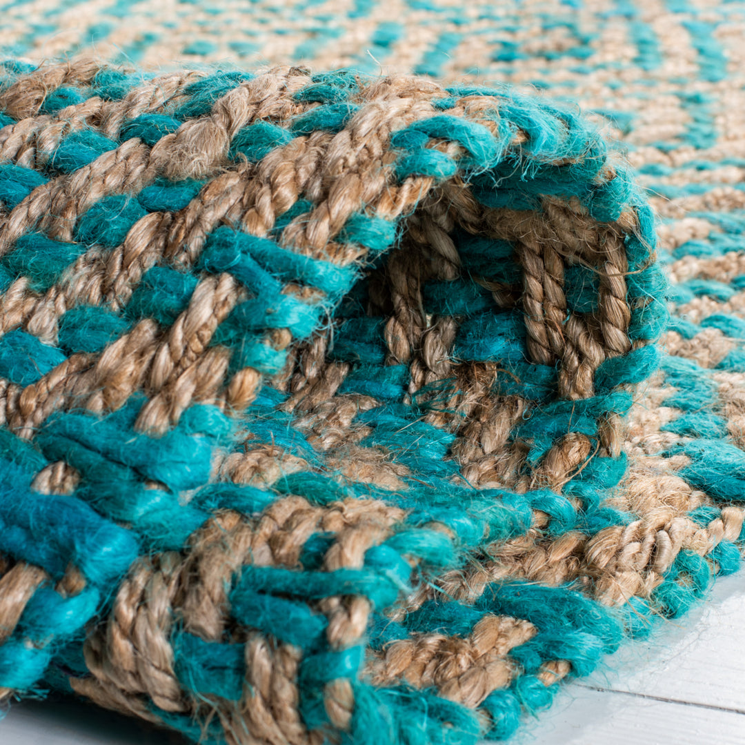 SAFAVIEH Natural Fiber NF266C Turquoise / Natural Rug Image 9