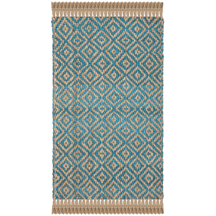 SAFAVIEH Natural Fiber NF266C Turquoise / Natural Rug Image 11