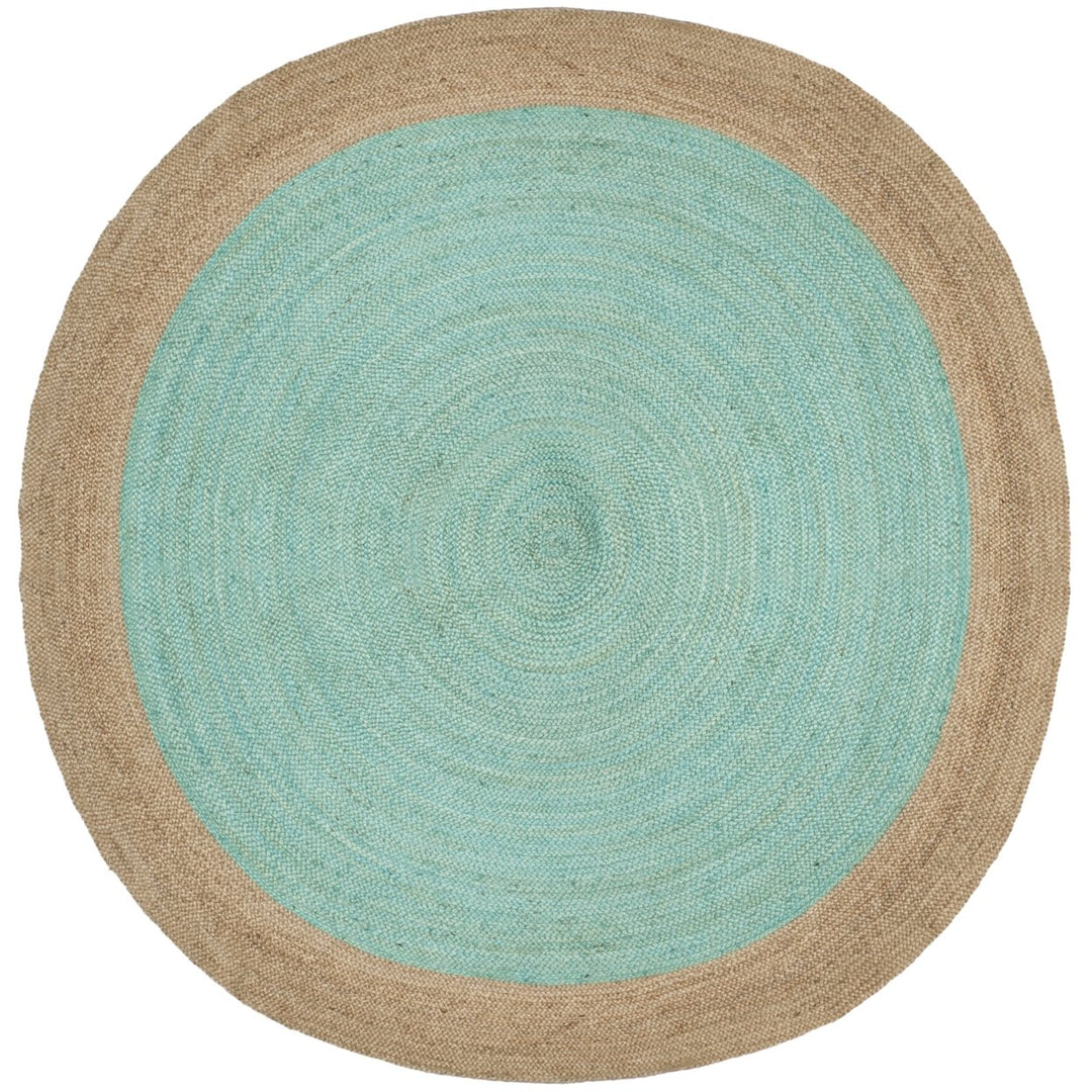 SAFAVIEH Natural Fiber NF801A Aqua / Natural Rug Image 1