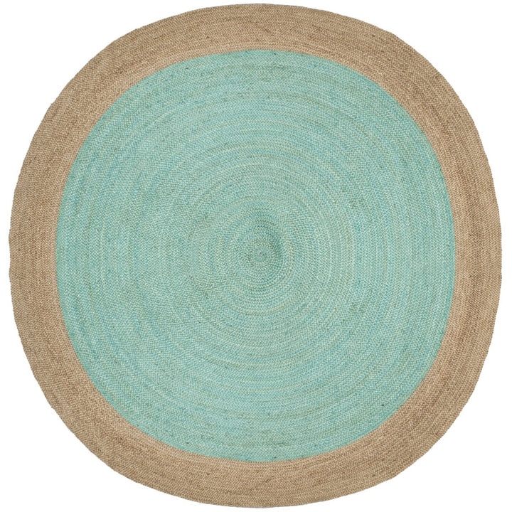 SAFAVIEH Natural Fiber NF801A Aqua / Natural Rug Image 1