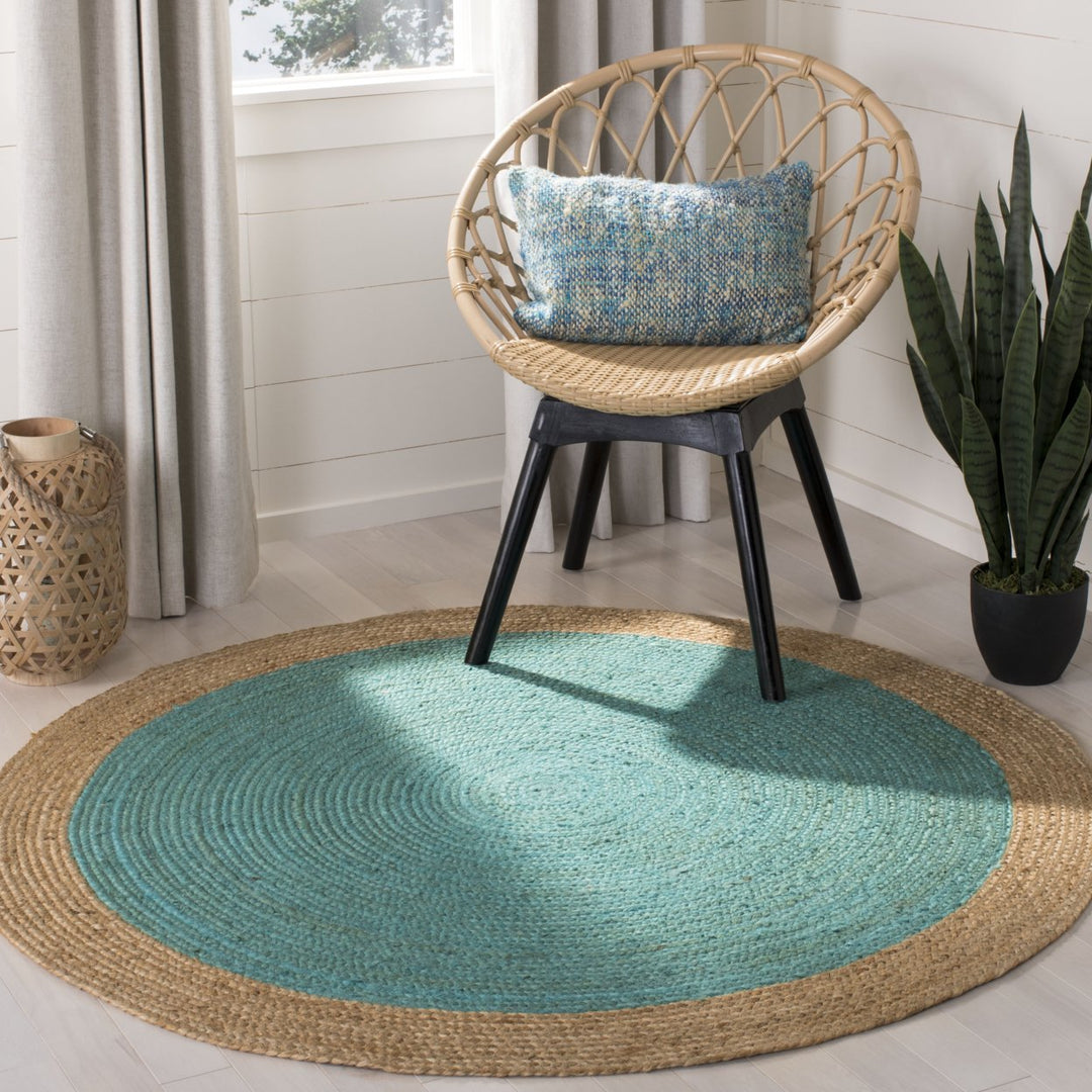 SAFAVIEH Natural Fiber NF801E Teal / Natural Rug Image 2