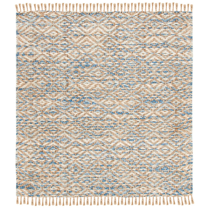 SAFAVIEH Natural Fiber NF822A Natural / Blue Rug Image 1