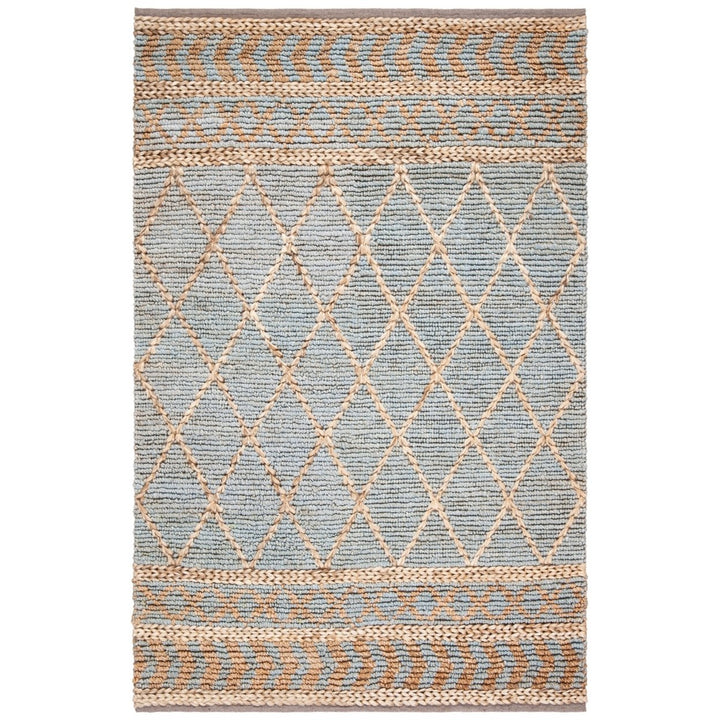 SAFAVIEH Natural Fiber NF955N Natural / Blue Rug Image 1