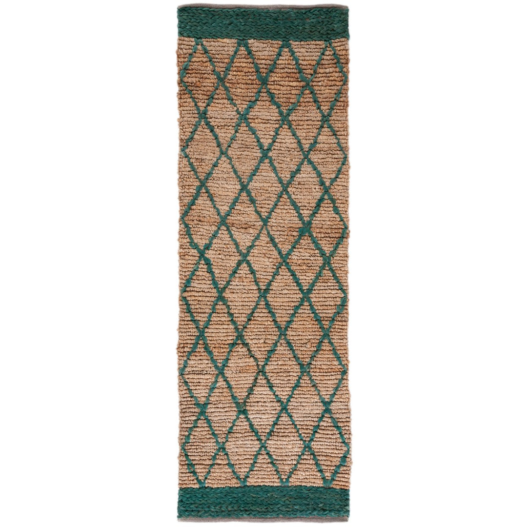 SAFAVIEH Natural Fiber NF951X Natural / Dark Green Rug Image 1