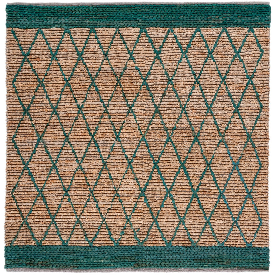 SAFAVIEH Natural Fiber NF951X Natural / Dark Green Rug Image 1