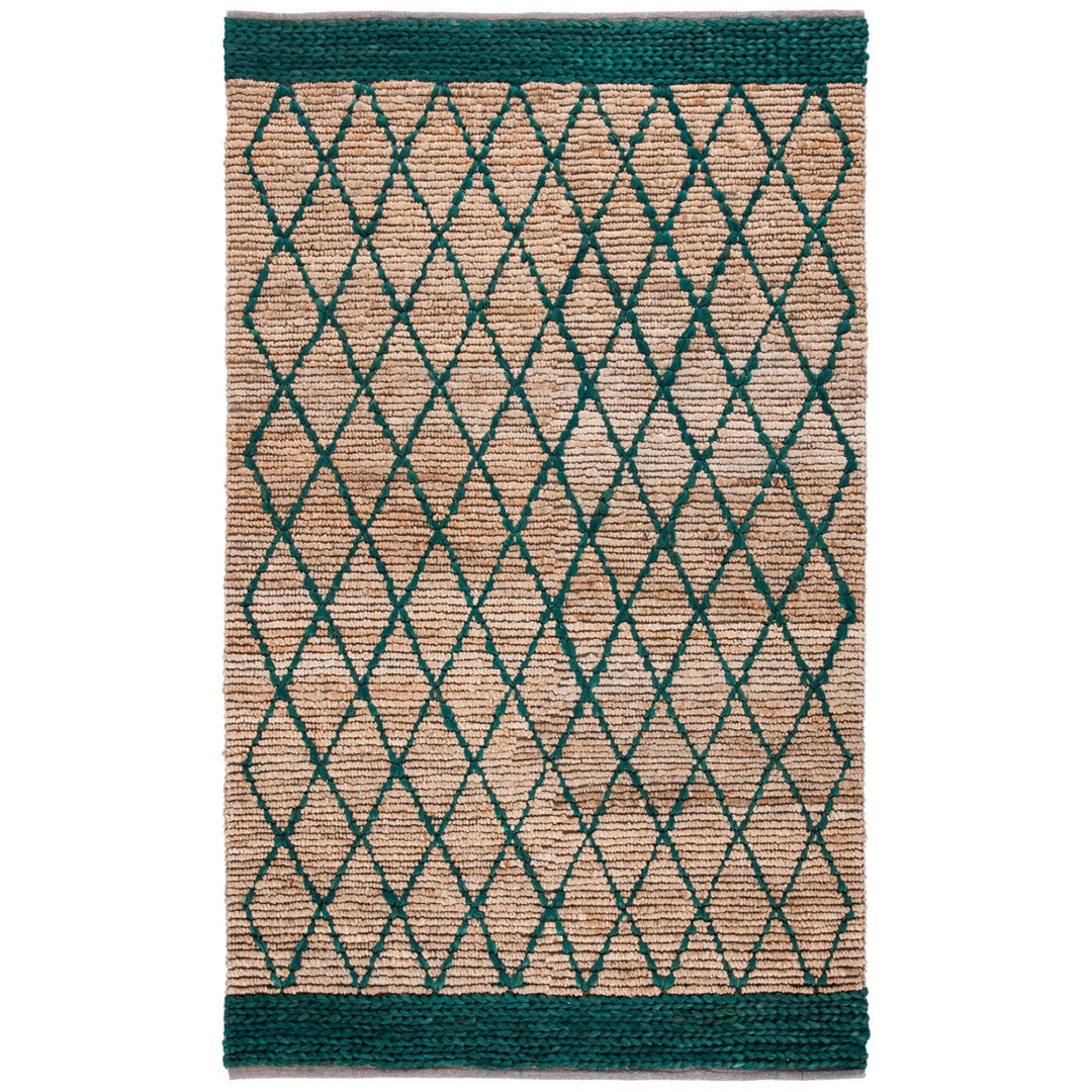 SAFAVIEH Natural Fiber NF951X Natural / Dark Green Rug Image 1