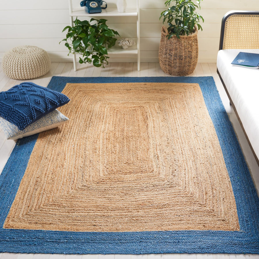 SAFAVIEH Natural Fiber NFB852M Natural / Blue Rug Image 1