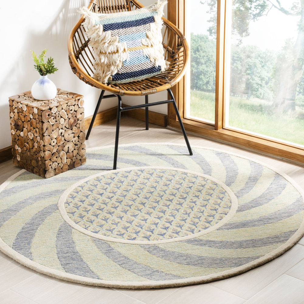 SAFAVIEH Novelty NOV108D Handmade Ivory Blue / Gold Rug Image 2