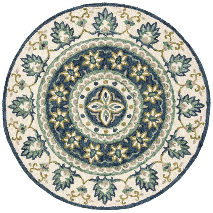 SAFAVIEH Novelty NOV606M Handmade Ivory / Blue Rug Image 4