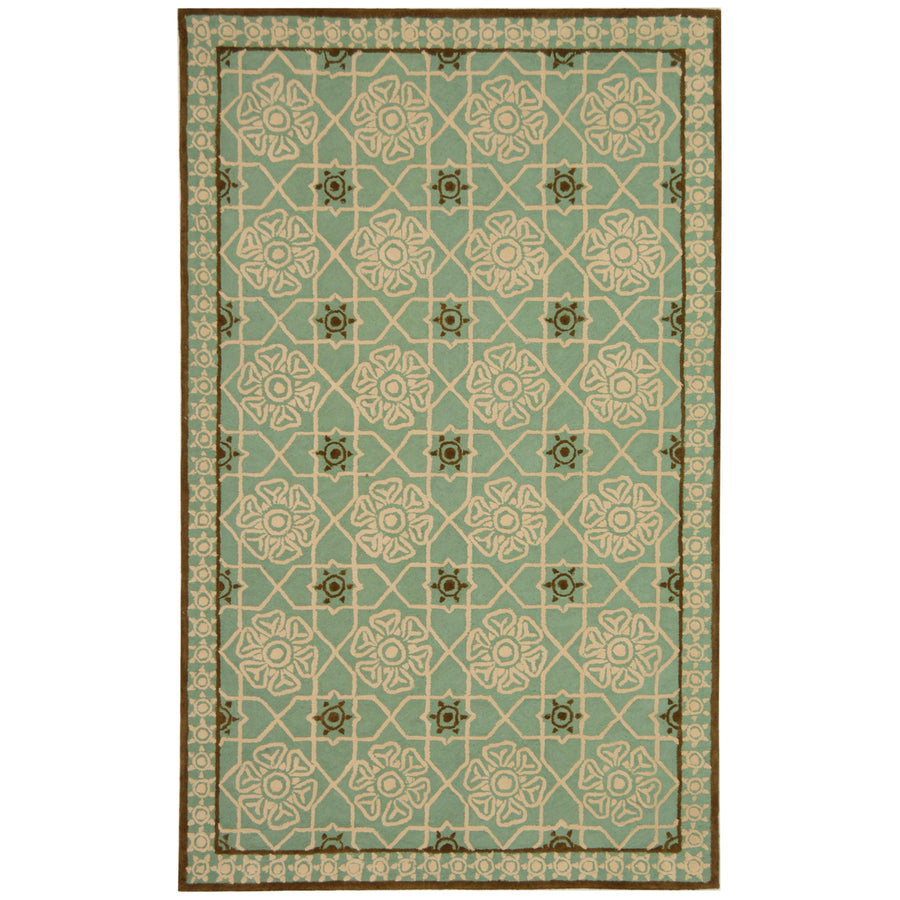 SAFAVIEH Newport NPT423B Hand-hooked Teal / Ivory Rug Image 1