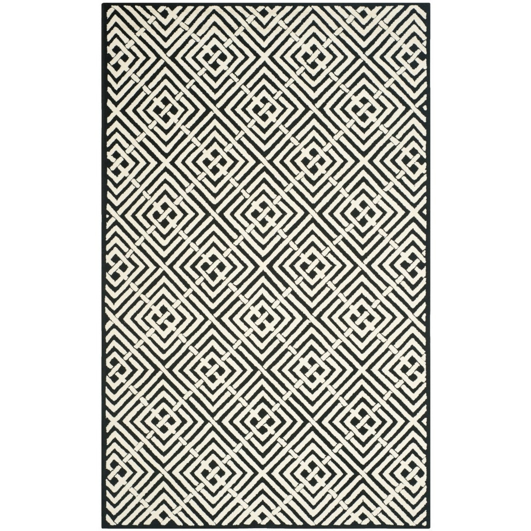 SAFAVIEH Newport NPT436B Hand-hooked Black / White Rug Image 1