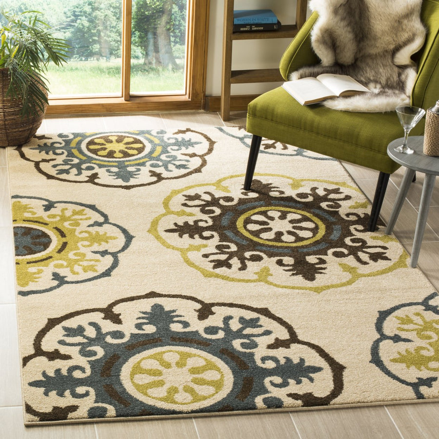 SAFAVIEH Newbury Collection NWB8699-1265 Ivory / Blue Rug Image 1