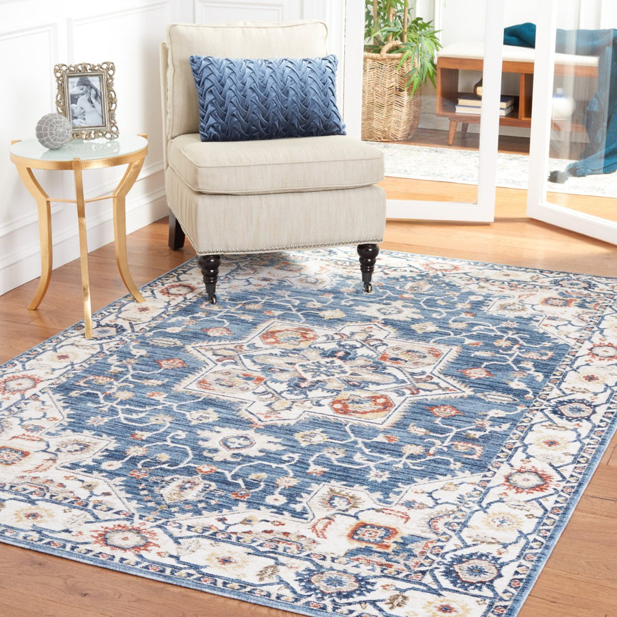 SAFAVIEH Olympia Collection OPA202N Blue / Ivory Rug Image 1